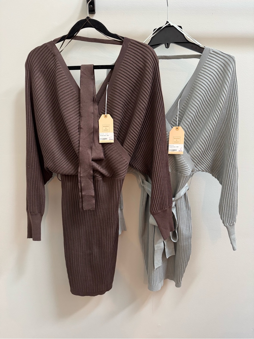 Love Tree NWT Sweater Dress 2-Piece Bundle Lot Ribbed Knit V-Neck